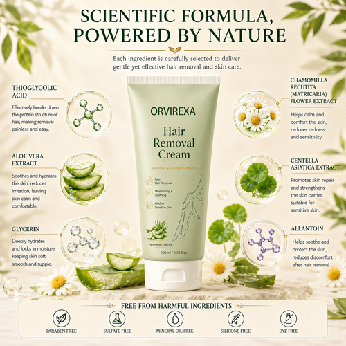 Natural Gentle Hair Removal Cream | For Women & Men, Sensitive Skin