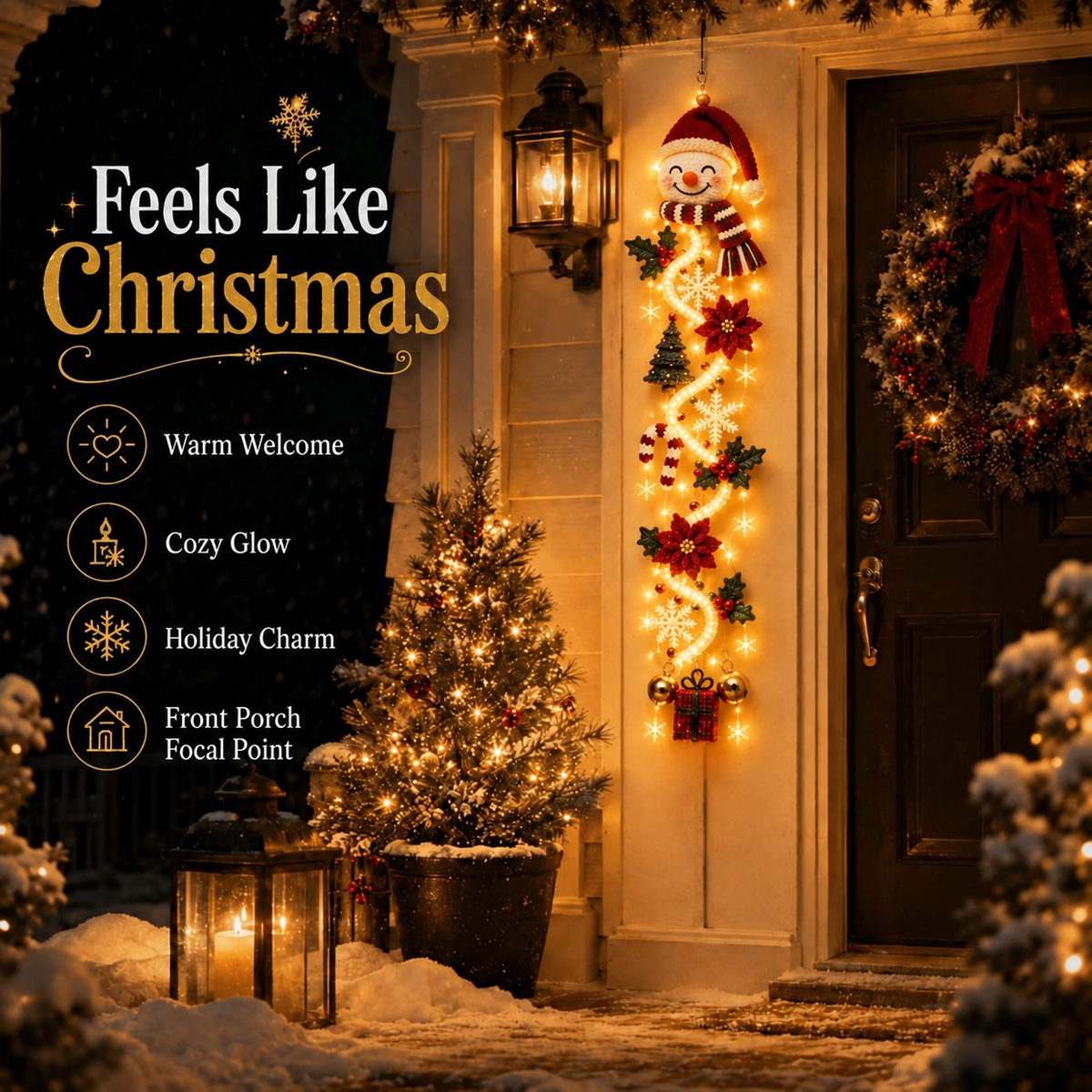 Glowing Christmas Door Hanger | 6 Festive Light Designs