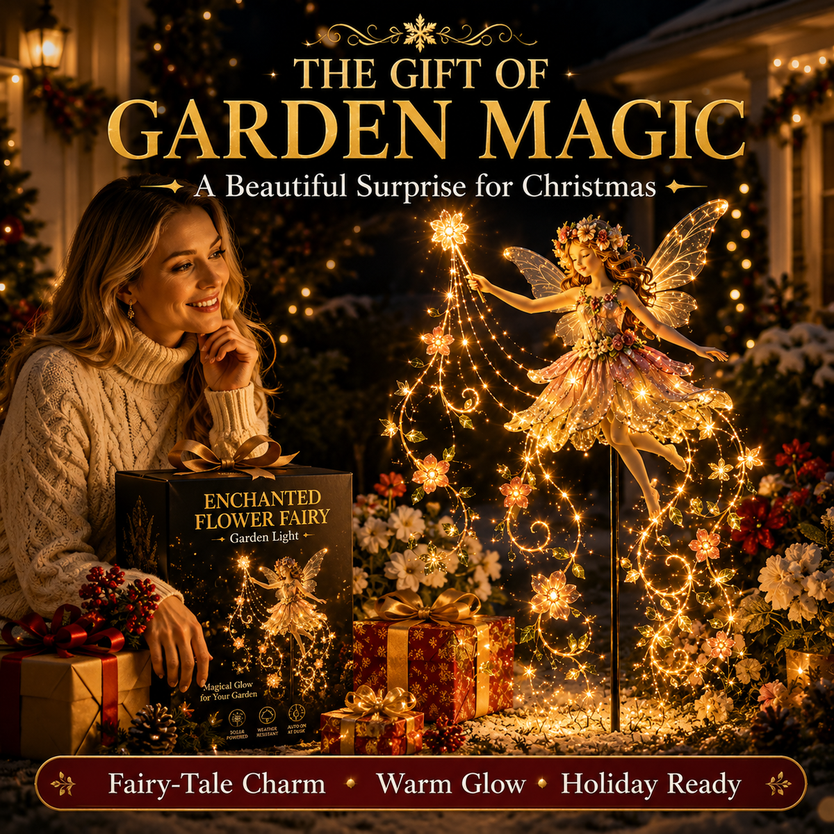 Enchanted Flower Fairy Solar Garden Light – Magical Glowing Outdoor Christmas Yard Decor